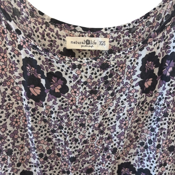 Natural Life Floral Tiered Midi / Maxi Dress XS / S Boho Festival Purple / Black - Picture 3 of 11